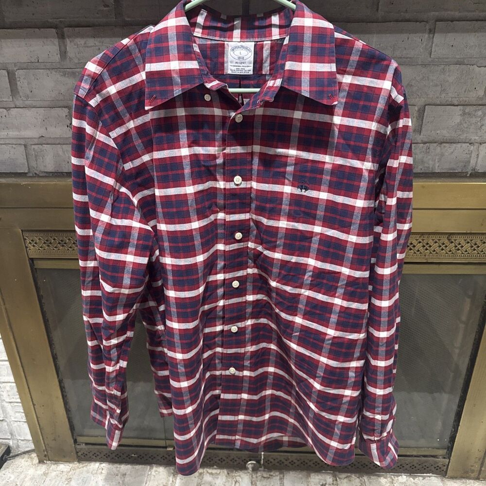 Men’s Brooks Brothers Regan Original Polo Shirt Size Large Red White Blue